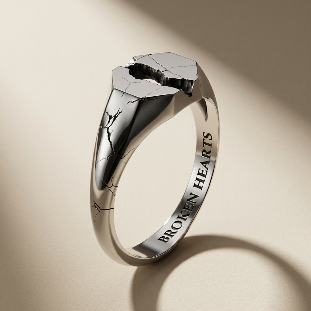 LAPIS ring in volcanic-oxidized 925 silver, handcrafted in Italy for you - Broken Hearts