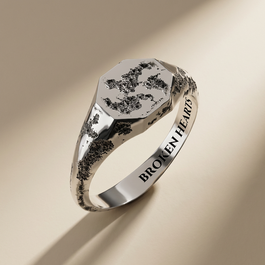 CAVUM ring in volcanic-oxidized 925 silver, handcrafted in Italy for you - Broken Hearts