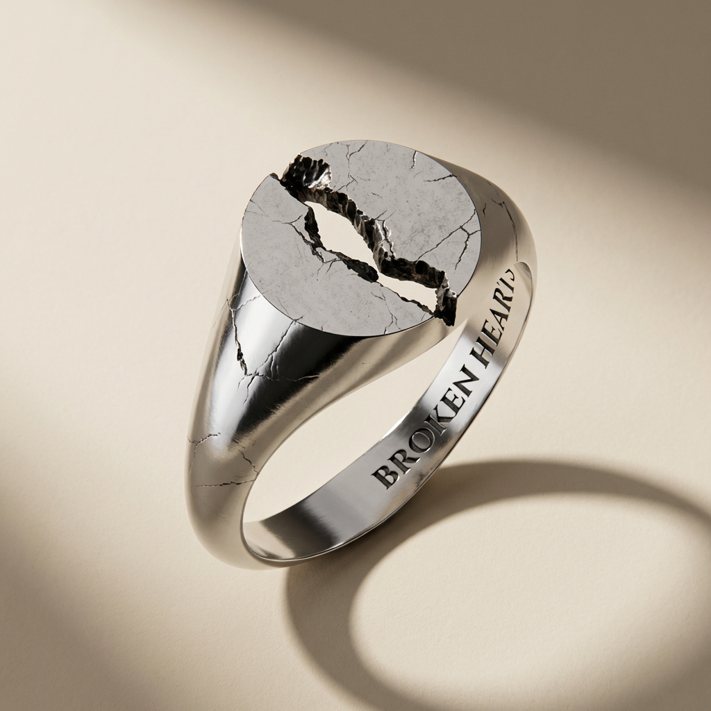 TORUS ring in volcanic-oxidized 925 silver, handcrafted in Italy for you - Broken Hearts