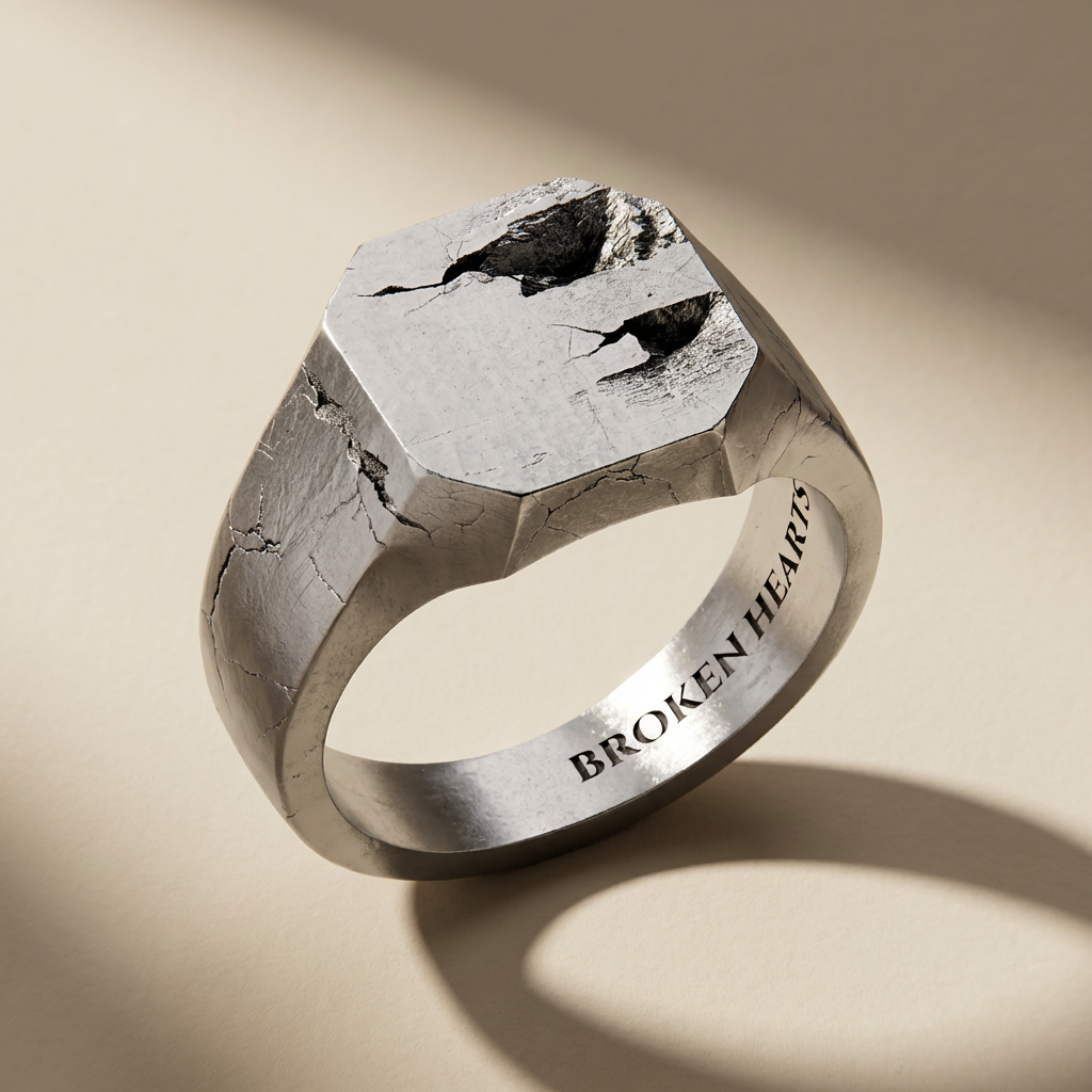 CINERES ring in volcanic-oxidized 925 silver, handcrafted in Italy for you - Broken Hearts