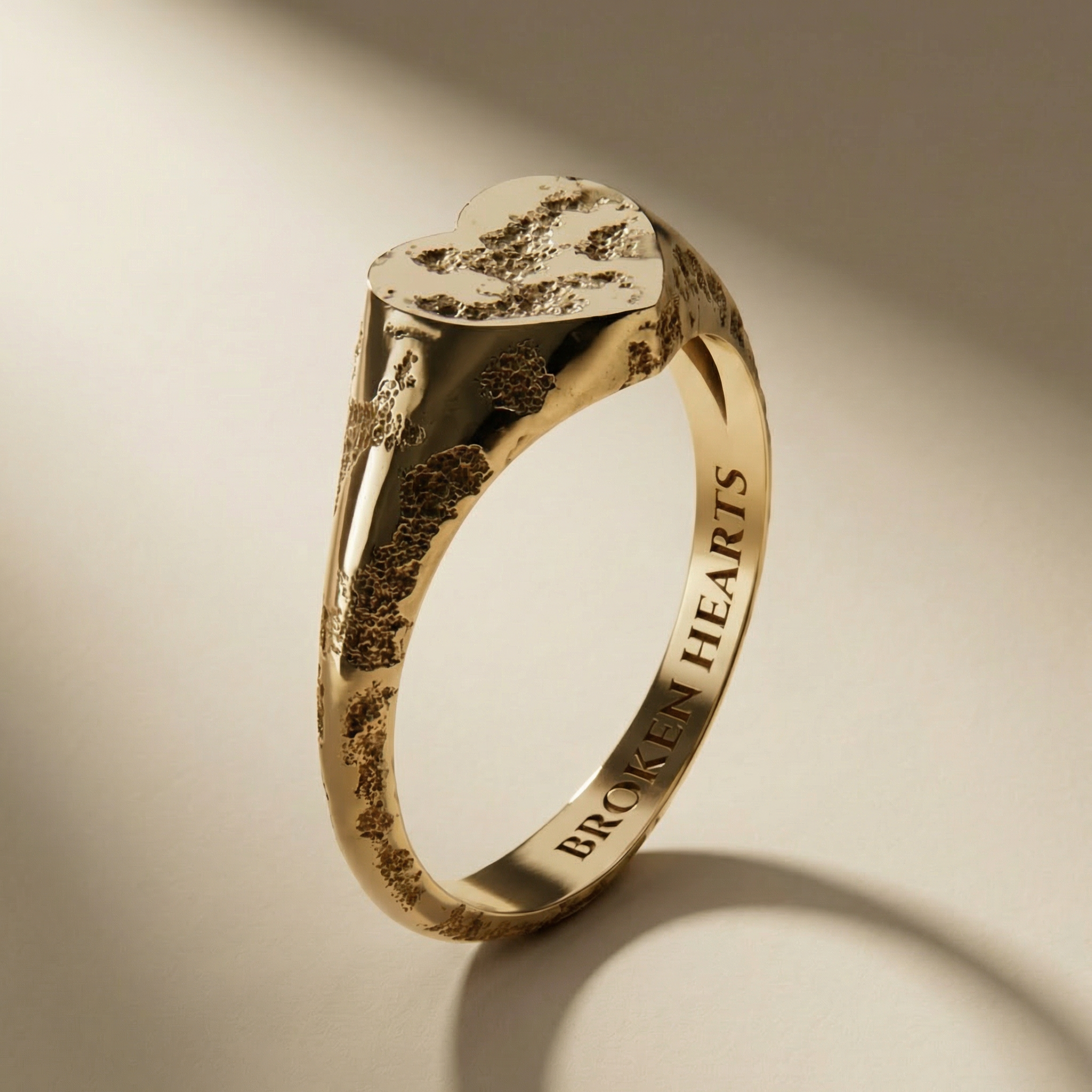 GOLDEN PLAGA ring, 24kt gold-plated, handcrafted in Italy for you - Broken Hearts