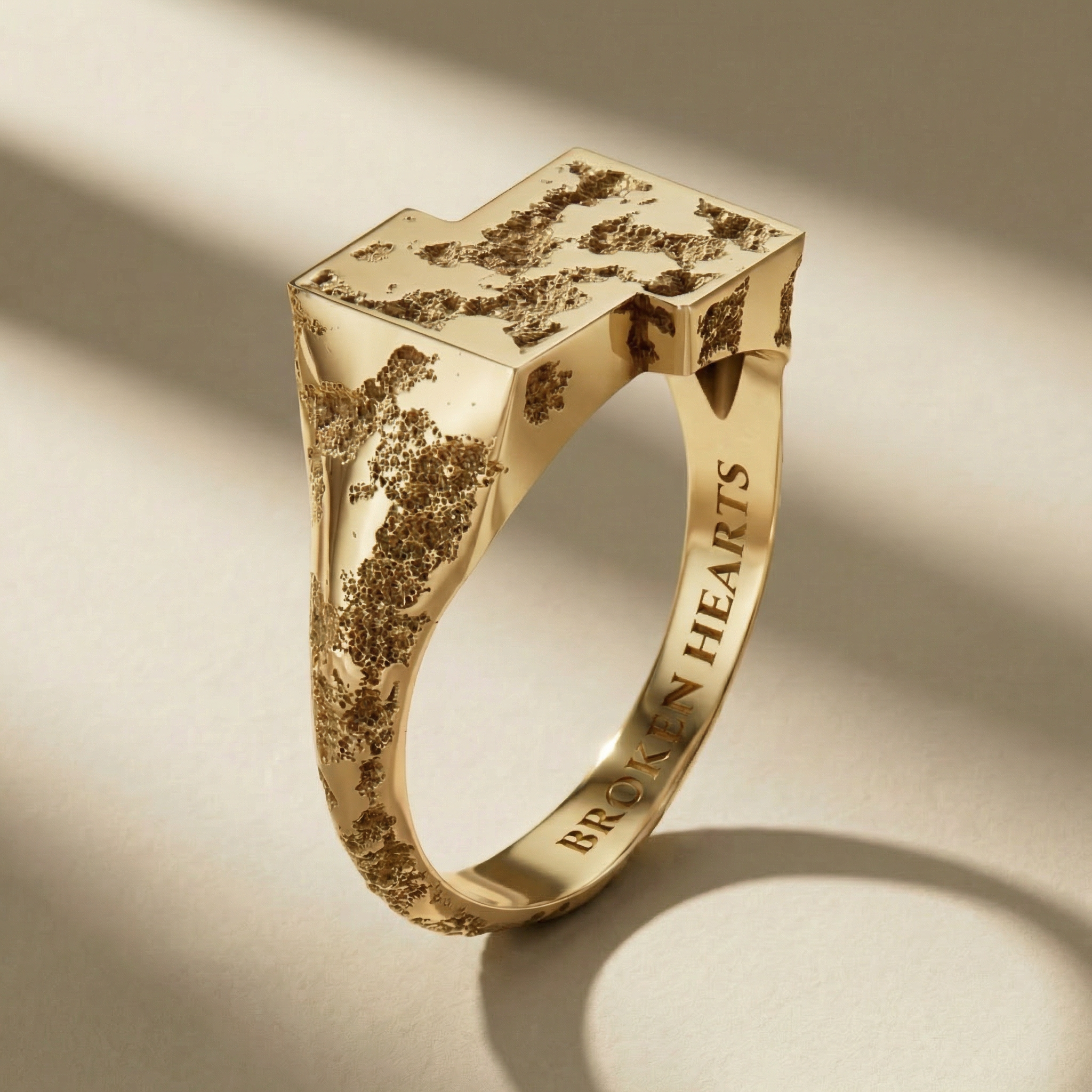 GOLDEN TACTUM ring, 24kt gold-plated, handcrafted in Italy for you - Broken Hearts