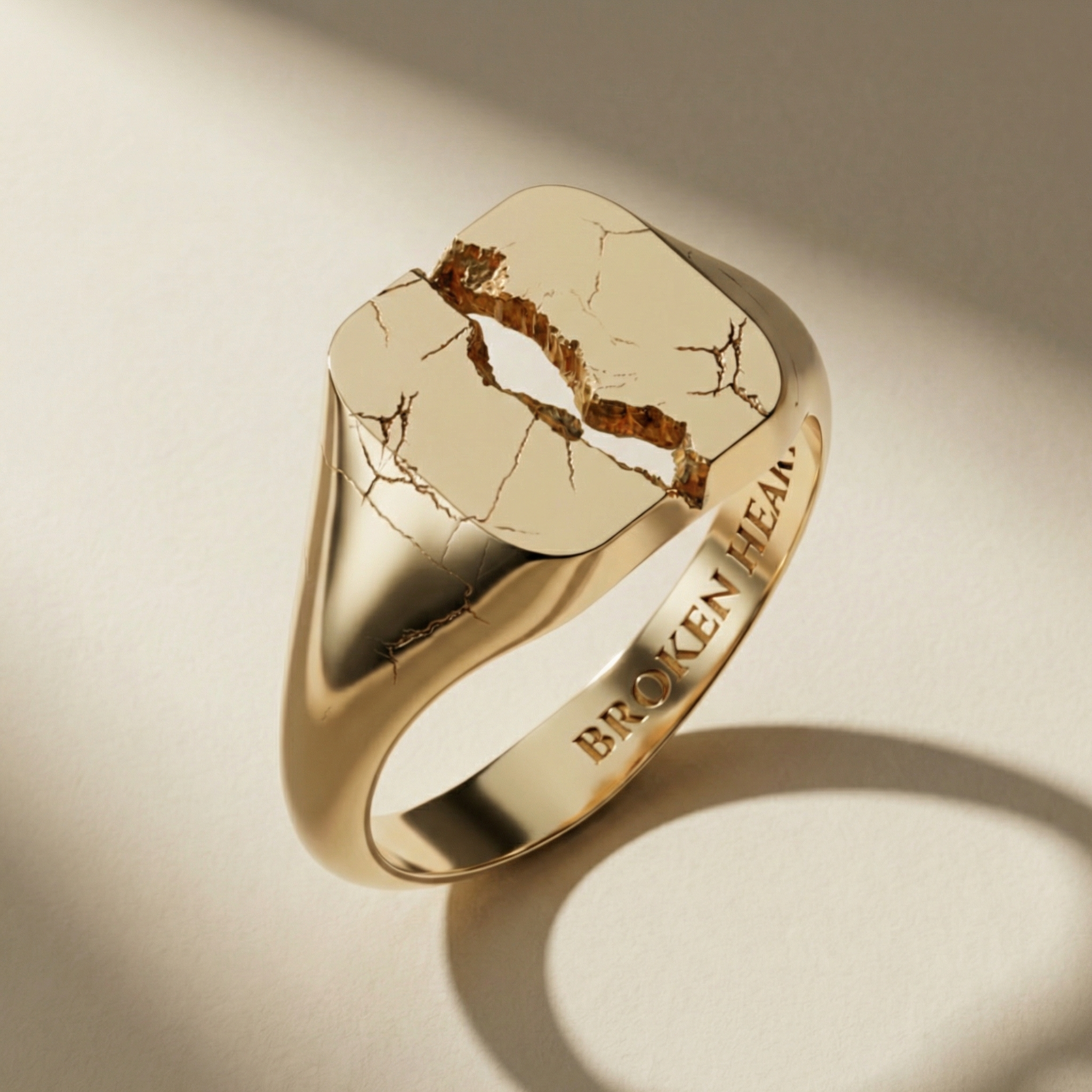 GOLDEN QUADRUM ring, 24kt gold-plated, handcrafted in Italy for you - Broken Hearts