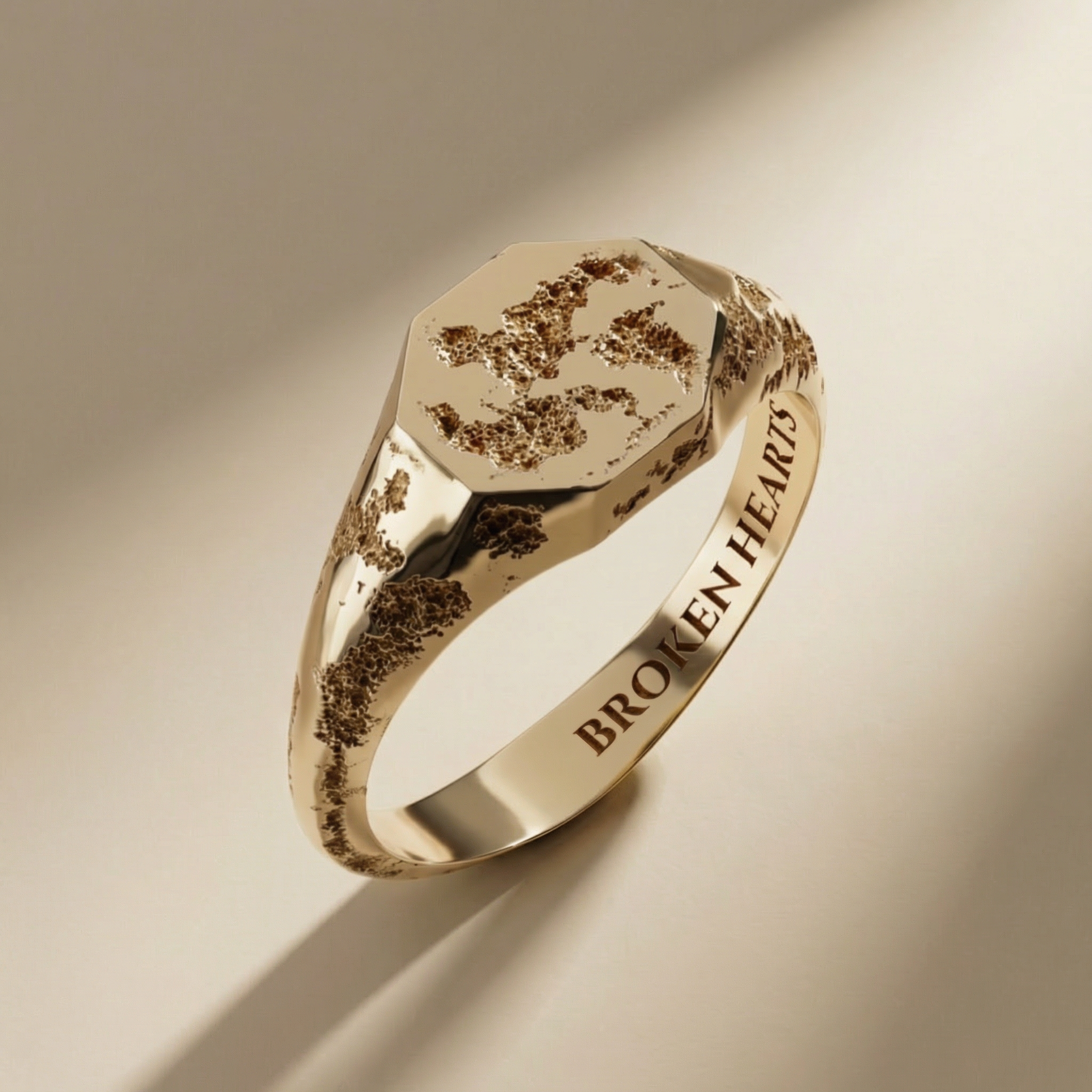 GOLDEN CAVUM ring, 24kt gold-plated, handcrafted in Italy for you - Broken Hearts