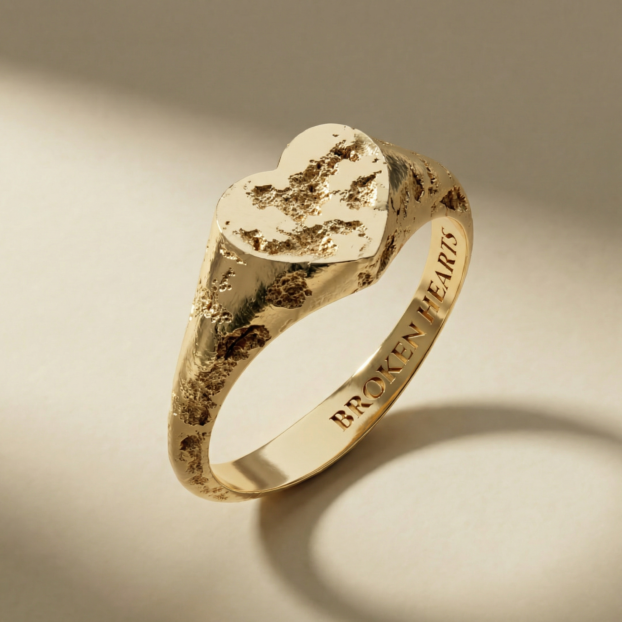 GOLDEN PLAGA ring, 24kt gold-plated, handcrafted in Italy for you - Broken Hearts