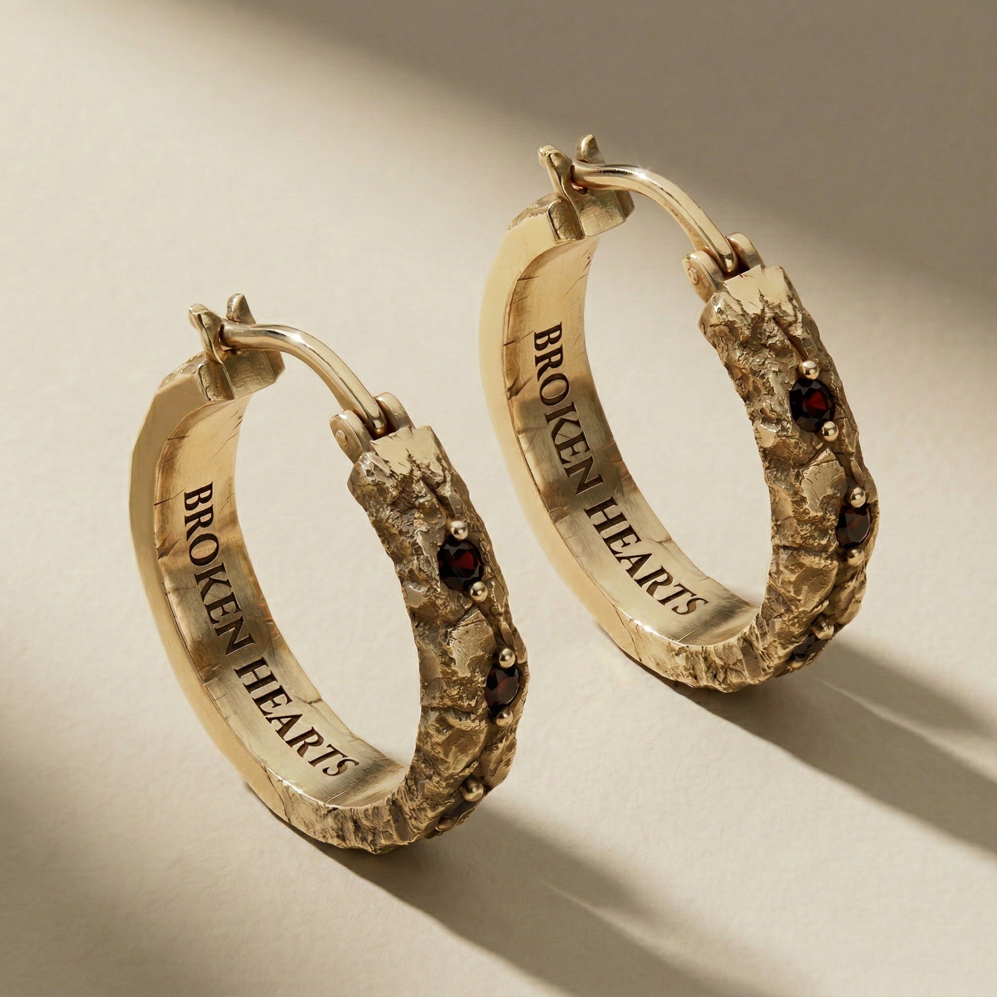 GOLDEN ANULUS hoop earrings, 24kt gold-plated, handcrafted in Italy for you - Broken Hearts