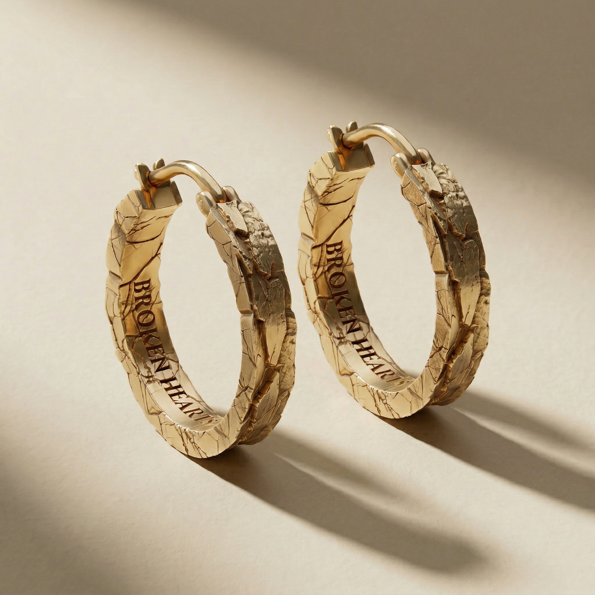 GOLDEN SULNA drop earrings, 24kt gold-plated, handcrafted in Italy for you - Broken Hearts