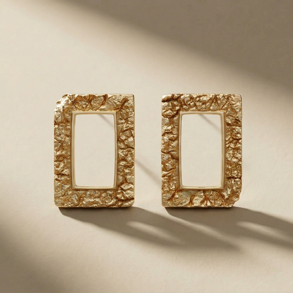 GOLDEN QUADRA stud earrings, 24kt gold-plated, handcrafted in Italy for you - Broken Hearts