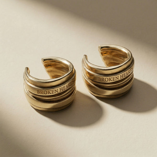 GOLDEN VINCULUM hoop earrings, 24kt gold-plated, handcrafted in Italy for you - Broken Hearts