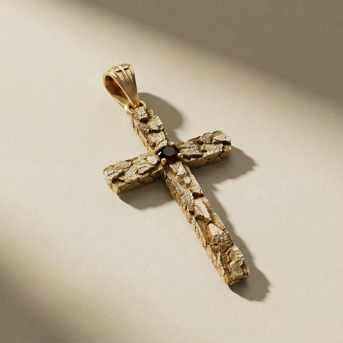 DEVOTIO AUREUM SANGUINIS pendant, solid 18kt gold, with red stones, handcrafted in Italy for you - Broken Hearts