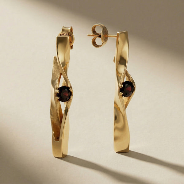 GOLDEN VIRGULA drop earrings, 24kt gold-plated, handcrafted in Italy for you - Broken Hearts
