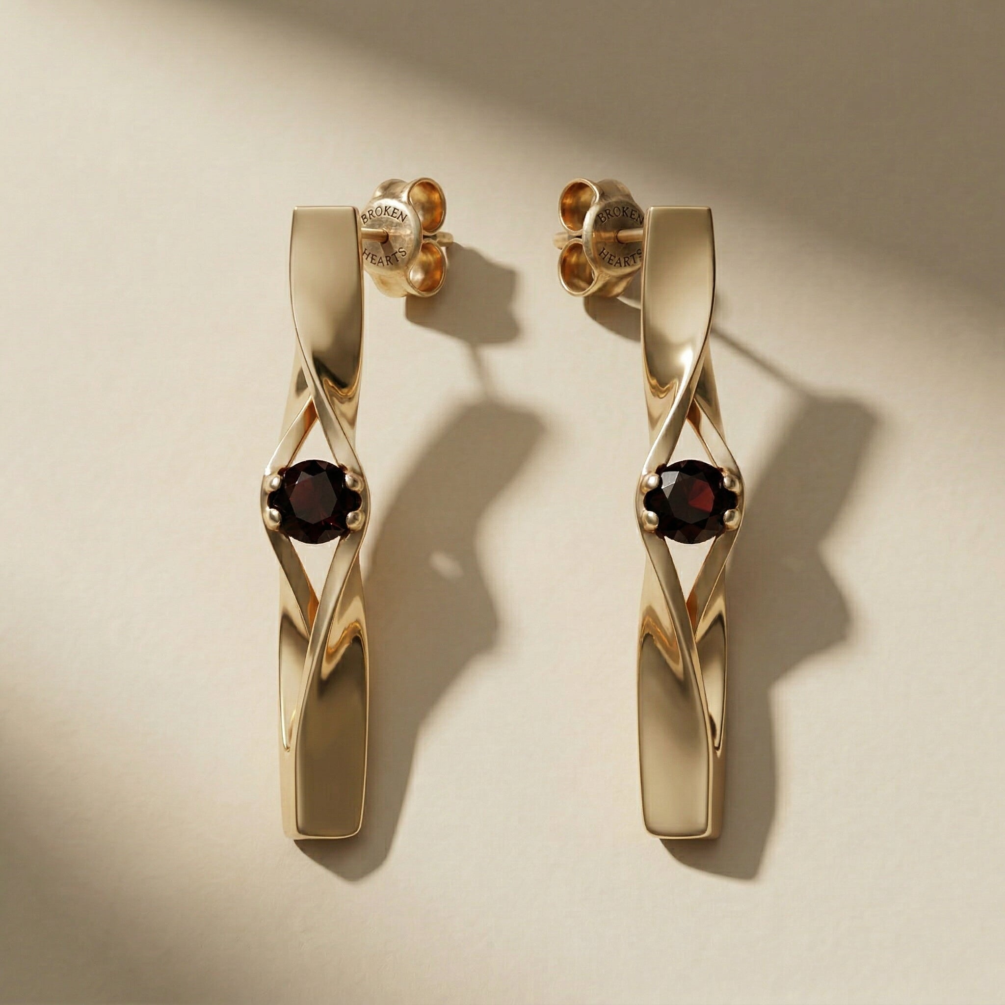 GOLDEN VIRGULA drop earrings, 24kt gold-plated, handcrafted in Italy for you - Broken Hearts