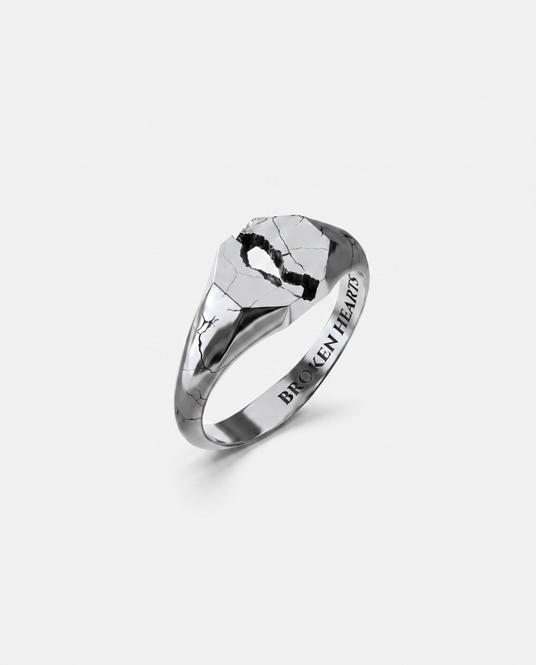 LAPIS - anello in argento 925 ossidato, Broken Hearts