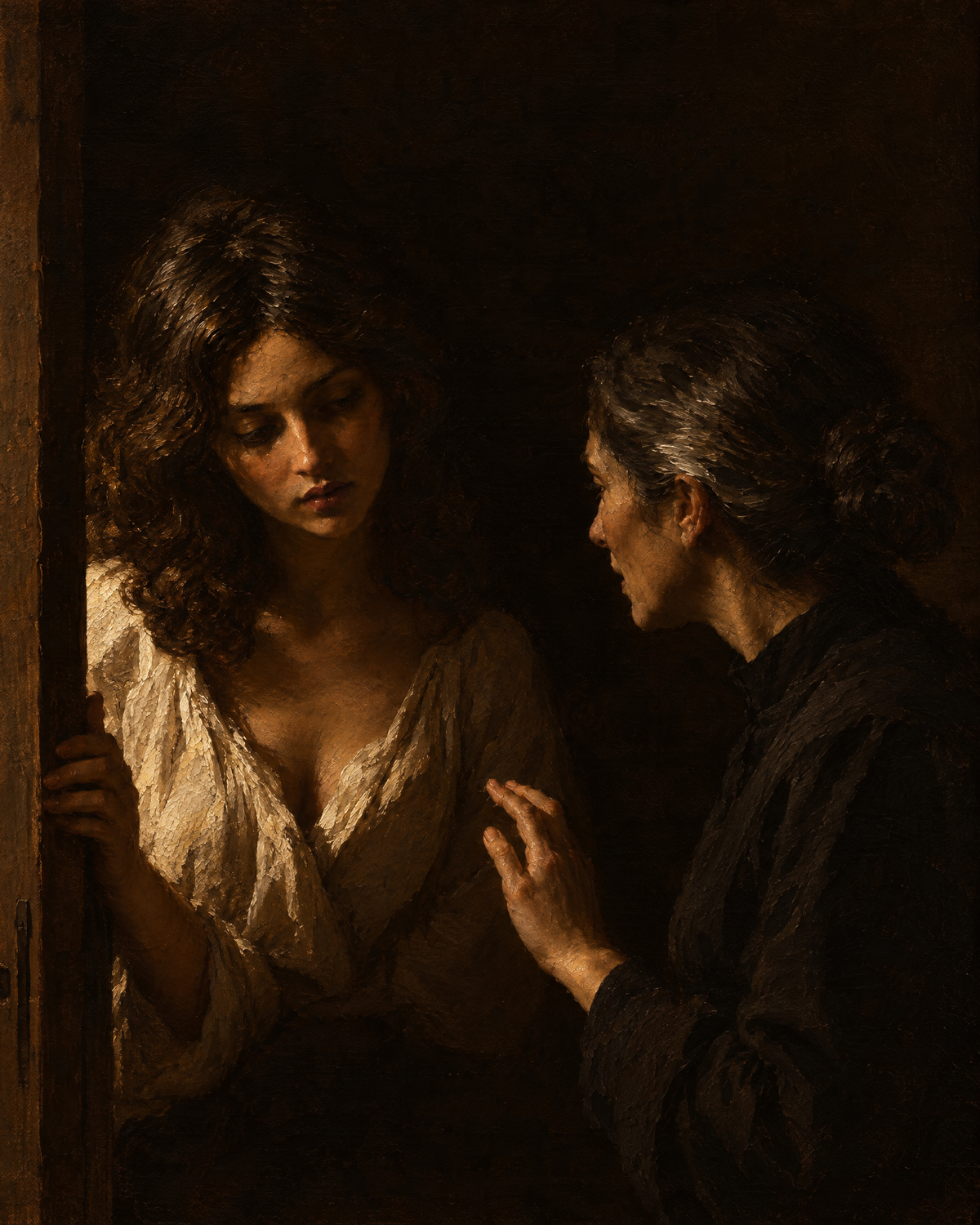 The concierge speaks to the person who receives the gift, at her door