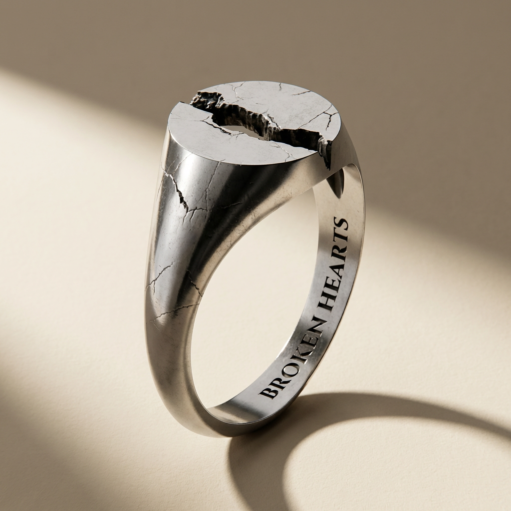 TORUS ring in volcanic-oxidized 925 silver, handcrafted in Italy for you - Broken Hearts