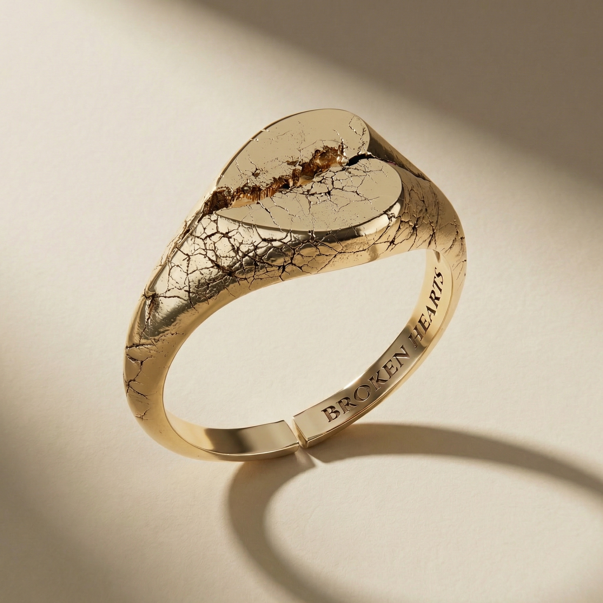 GOLDEN HEART ring, 24kt gold-plated, handcrafted in Italy for you - Broken Hearts