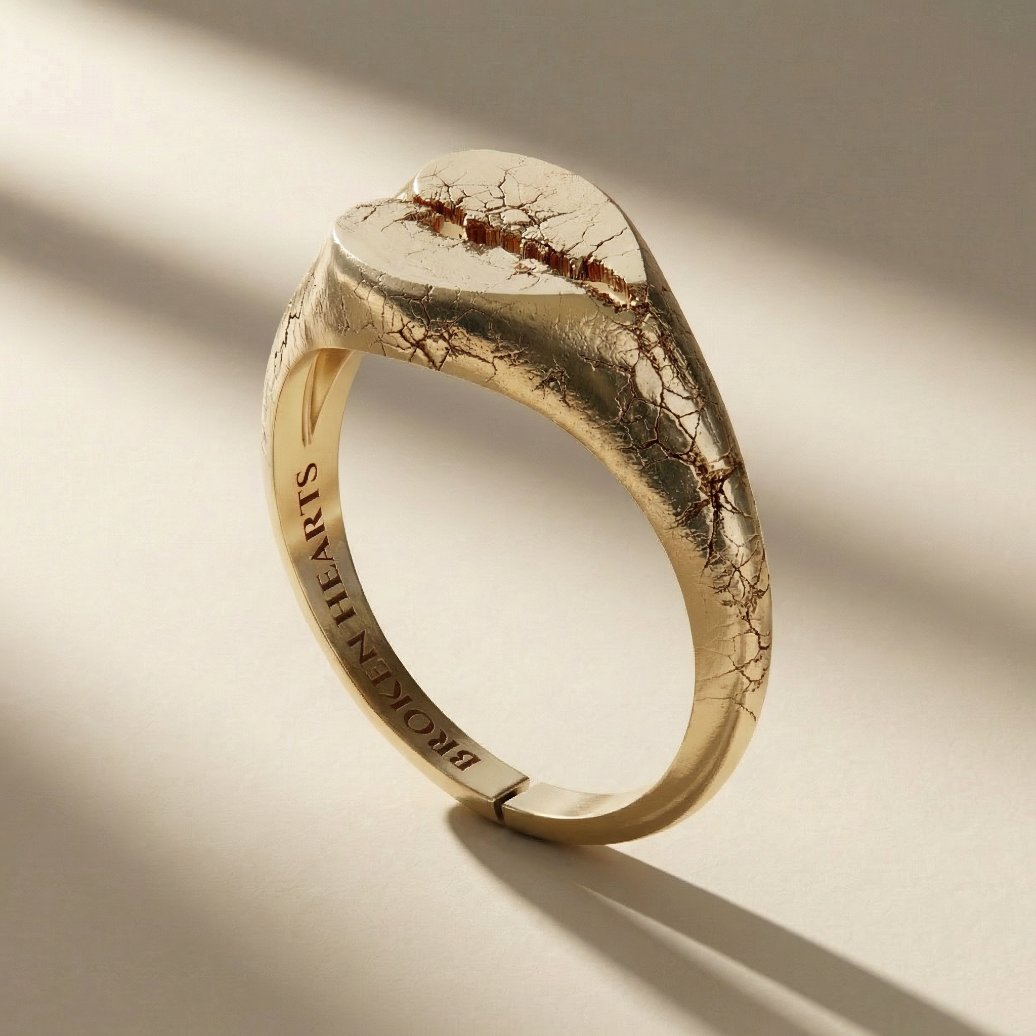 GOLDEN HEART ring, 24kt gold-plated, handcrafted in Italy for you - Broken Hearts
