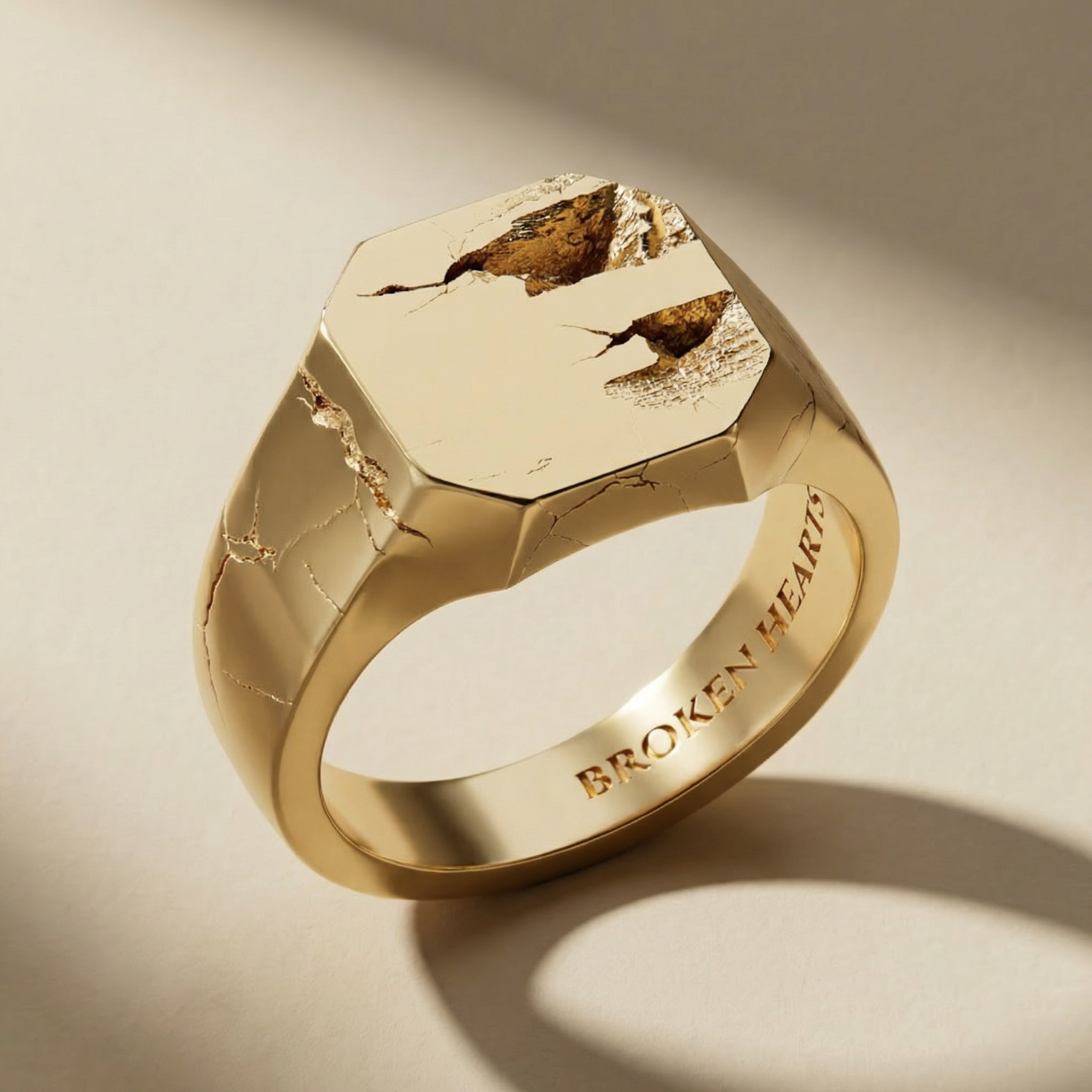 GOLDEN CINERES ring, 24kt gold-plated, handcrafted in Italy for you - Broken Hearts