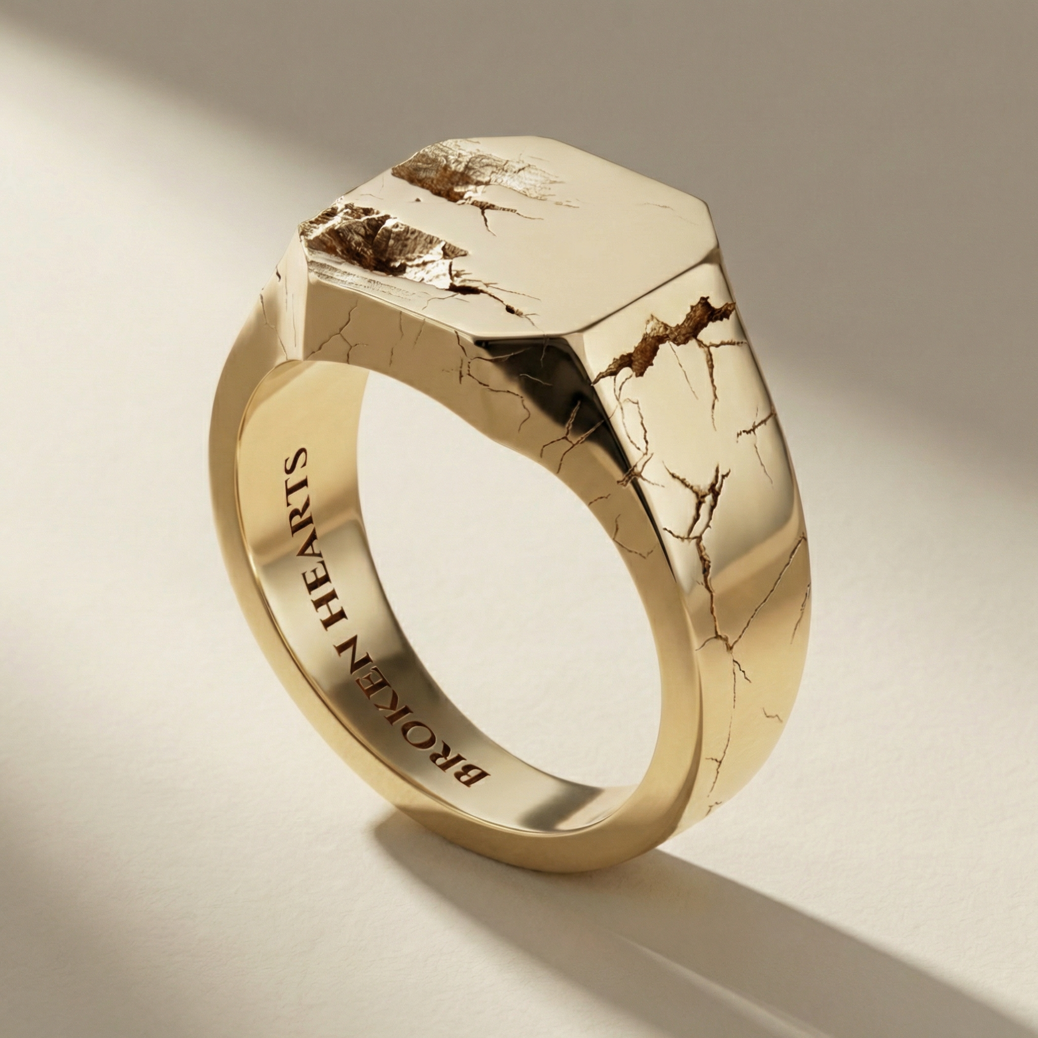 GOLDEN CINERES ring, 24kt gold-plated, handcrafted in Italy for you - Broken Hearts