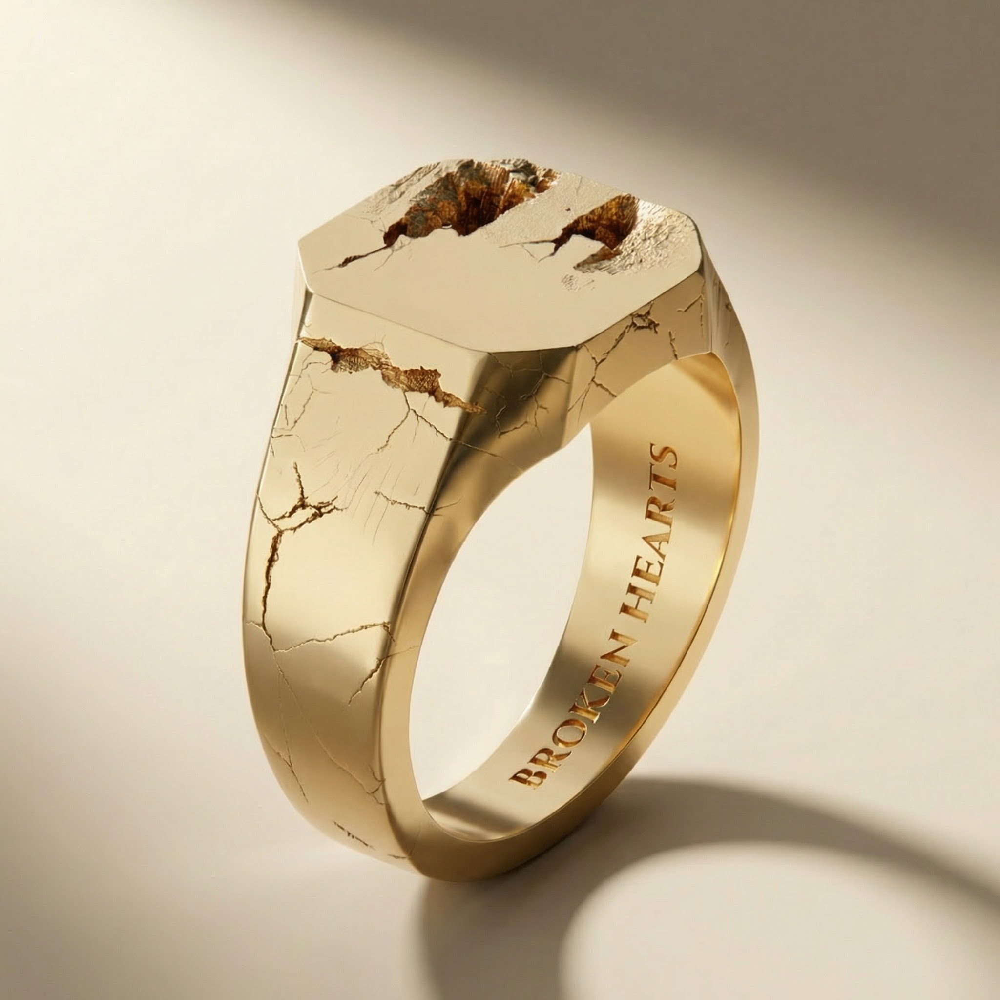 GOLDEN CINERES ring, 24kt gold-plated, handcrafted in Italy for you - Broken Hearts