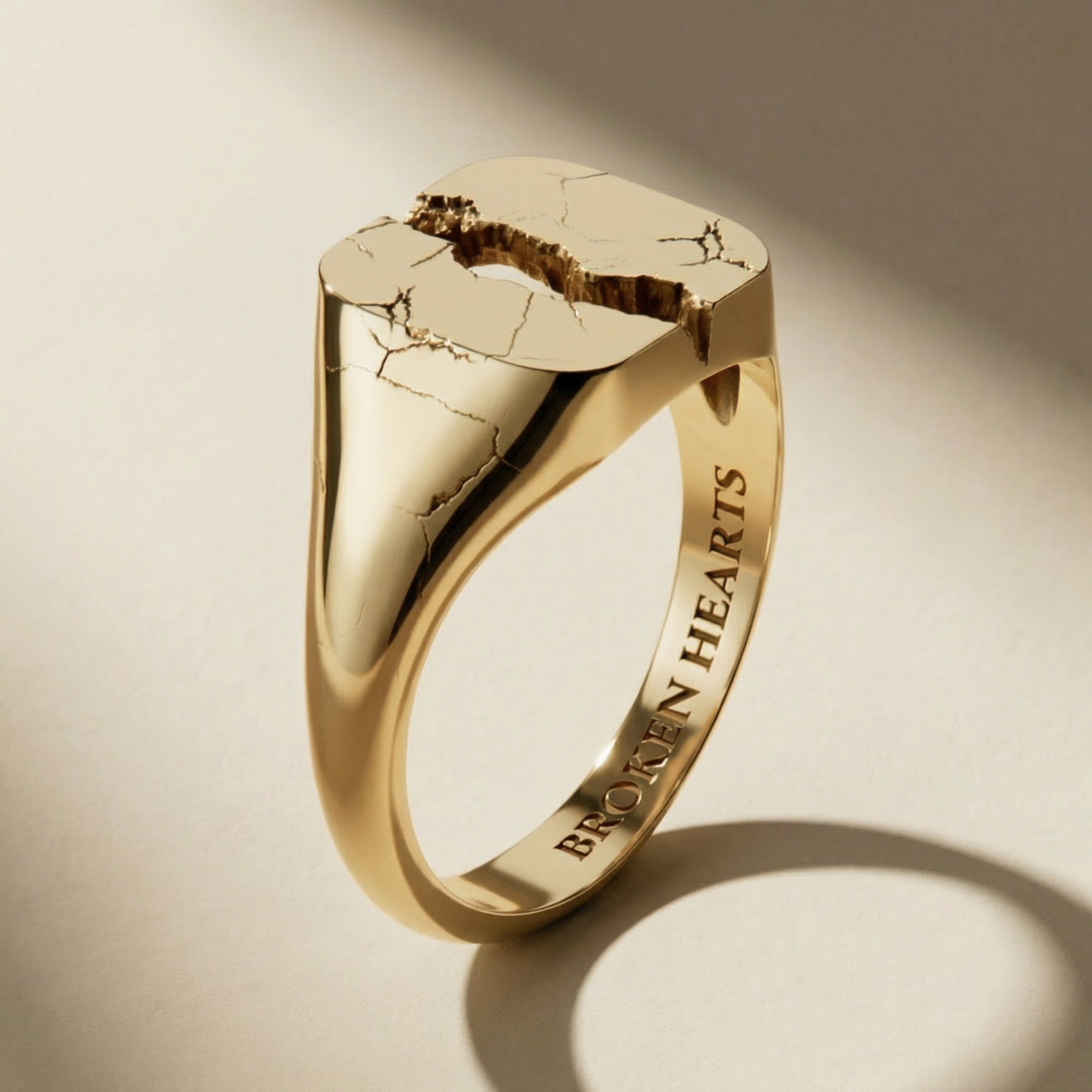 GOLDEN QUADRUM ring, 24kt gold-plated, handcrafted in Italy for you - Broken Hearts