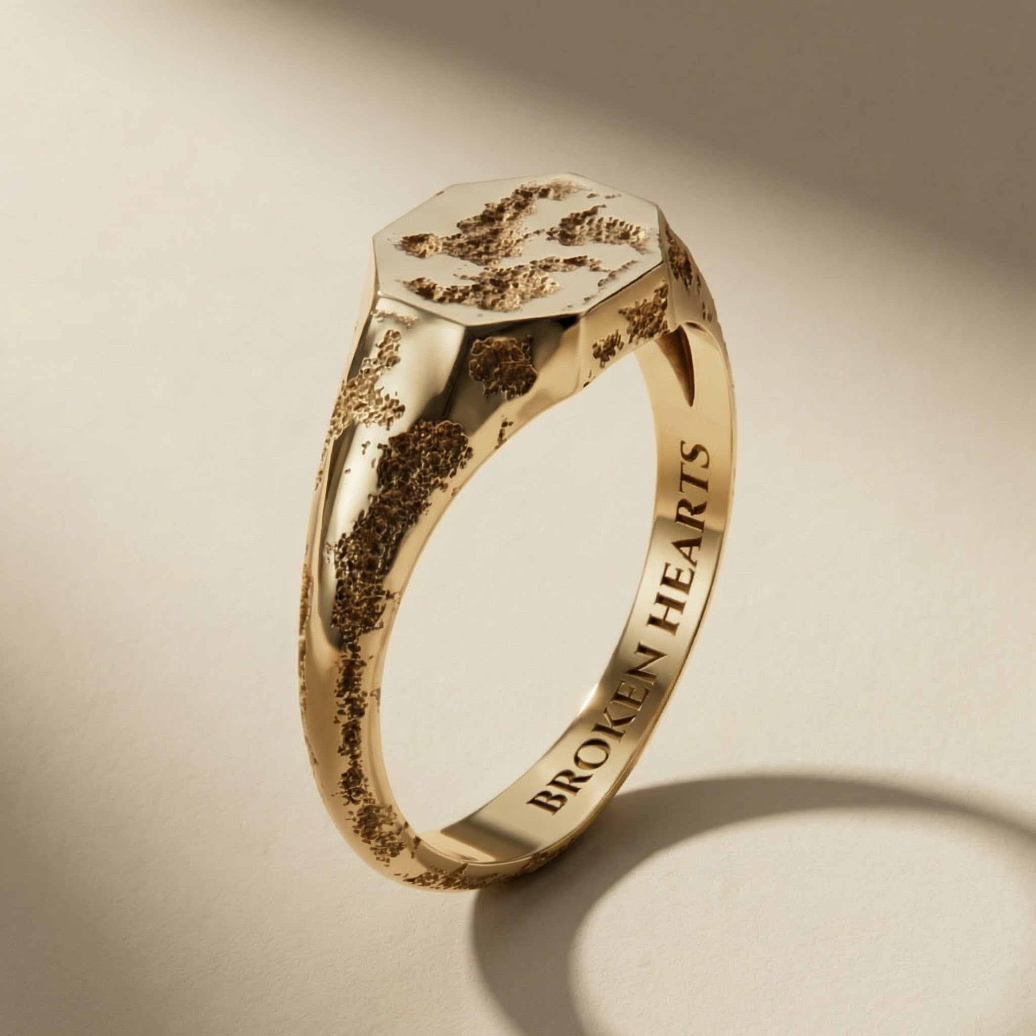 GOLDEN CAVUM ring, 24kt gold-plated, handcrafted in Italy for you - Broken Hearts