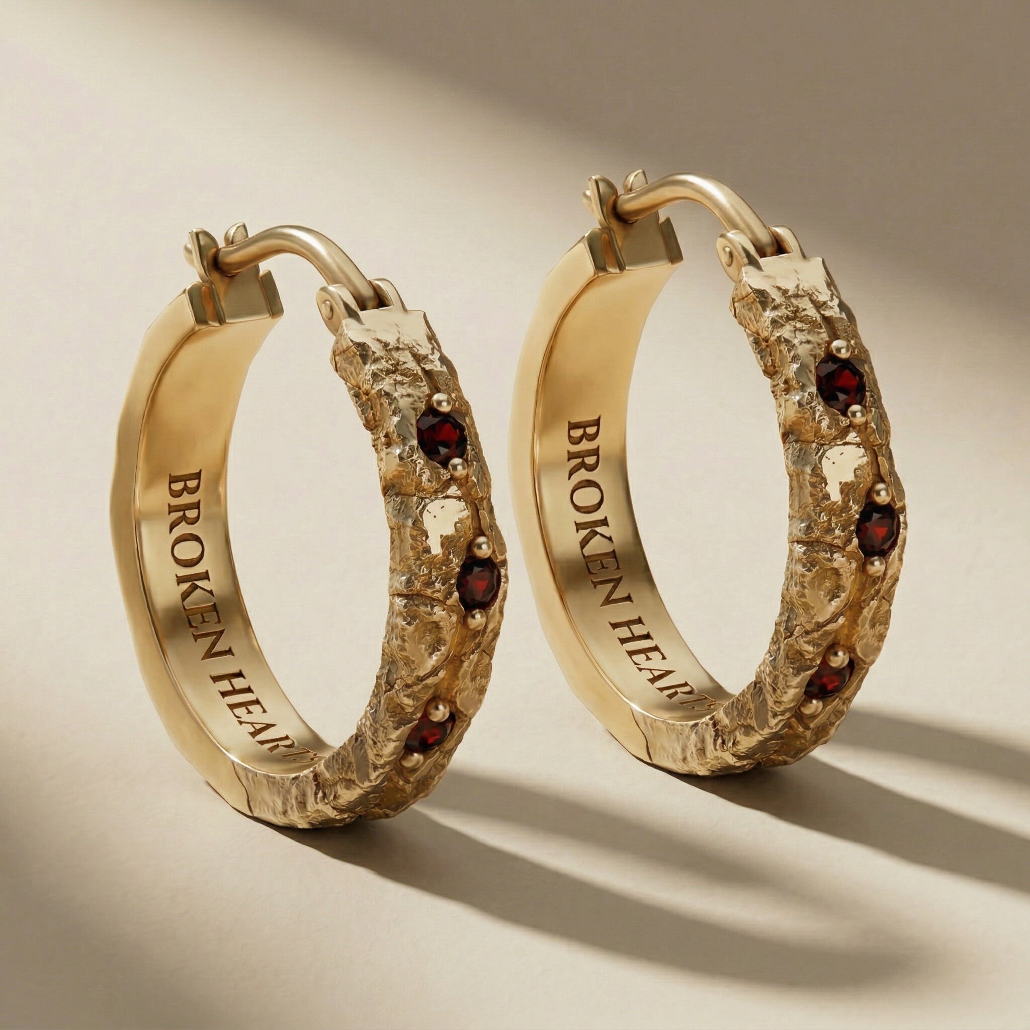 GOLDEN ANULUS hoop earrings, 24kt gold-plated, handcrafted in Italy for you - Broken Hearts