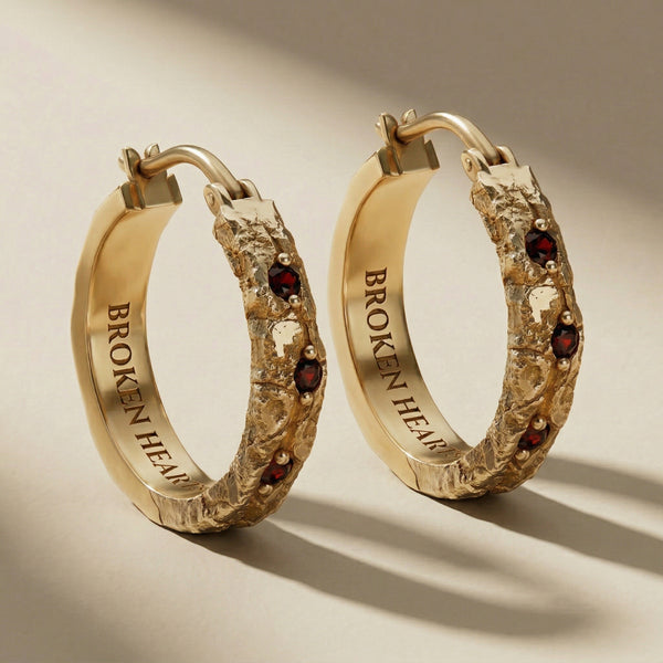 GOLDEN ANULUS hoop earrings, 24kt gold-plated, handcrafted in Italy for you - Broken Hearts