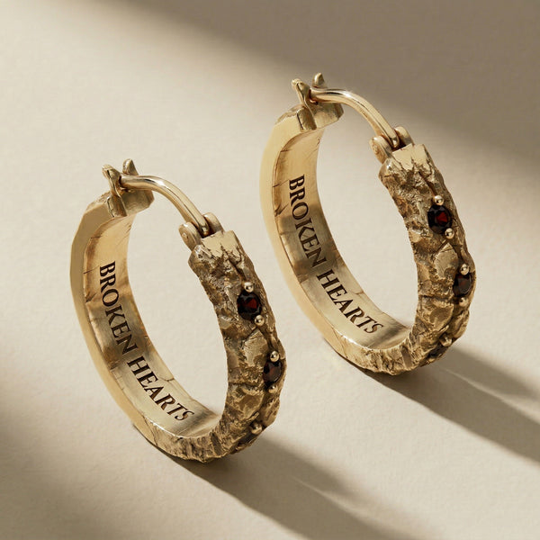 GOLDEN ANULUS hoop earrings, 24kt gold-plated, handcrafted in Italy for you - Broken Hearts