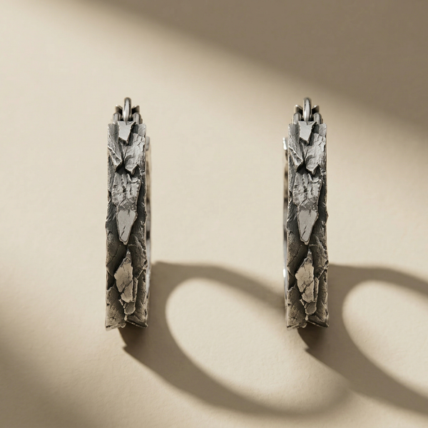SULNA drop earrings in volcanic-oxidized 925 silver, handcrafted in Italy for you - Broken Hearts