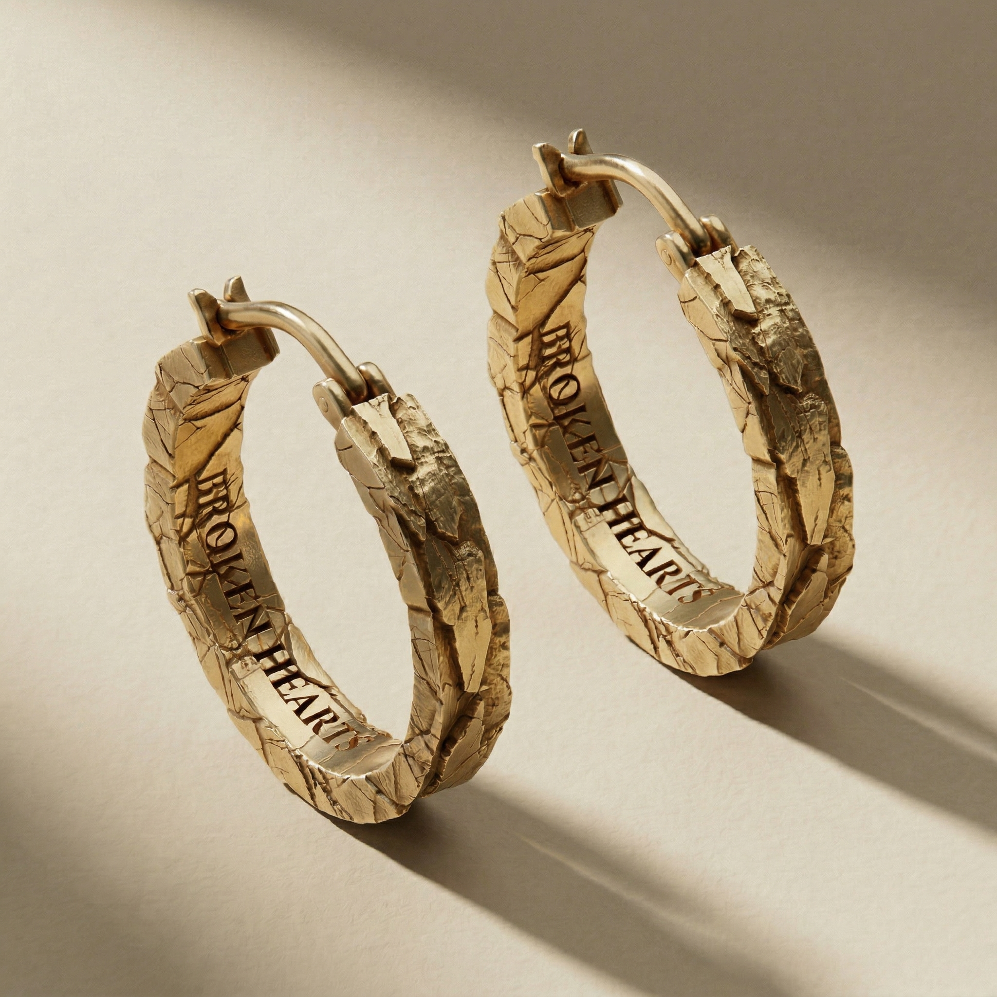GOLDEN SULNA drop earrings, 24kt gold-plated, handcrafted in Italy for you - Broken Hearts