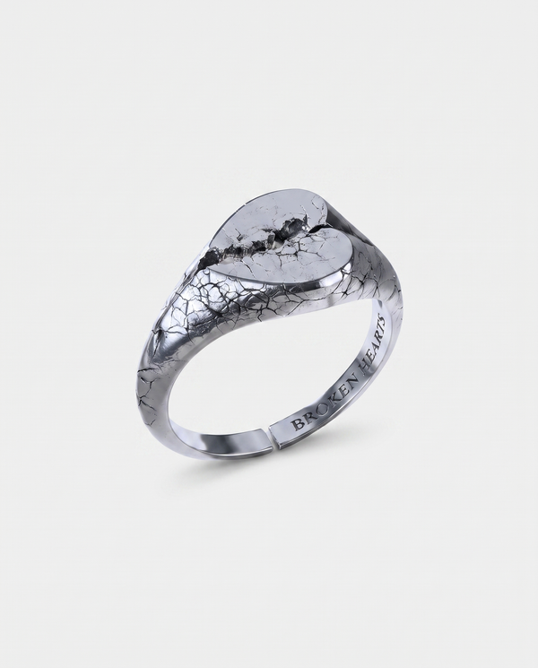 HEART - anello in argento 925 ossidato, Broken Hearts